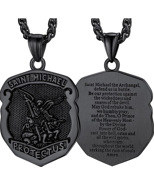 St Michael protection necklace (onyx)